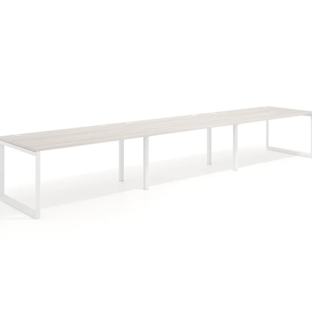 Mesa de despacho progresiva Delta triple, fondo 100cm, estructura blanca