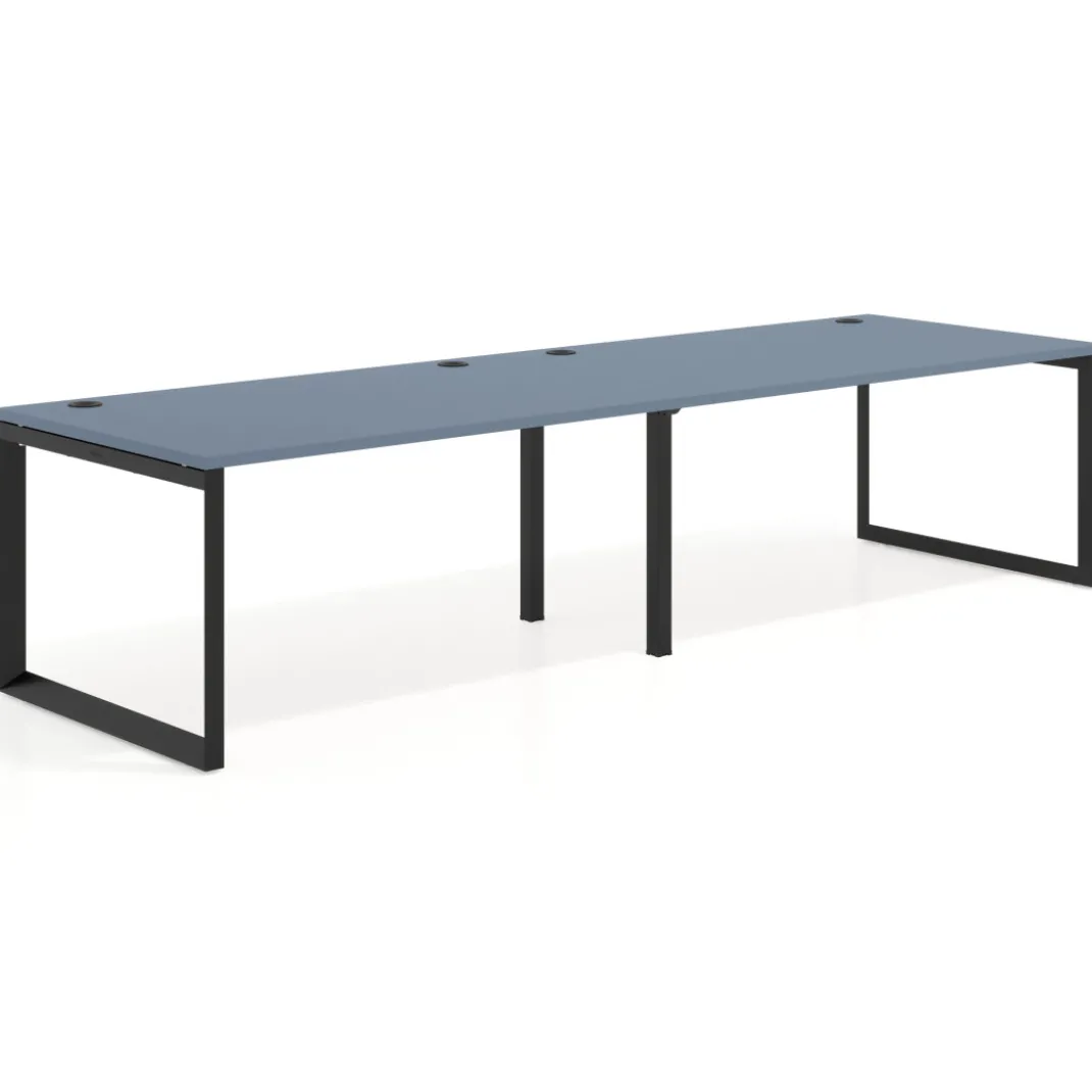 Mesa de despacho progresiva Delta doble, fondo 100cm, estructura negra