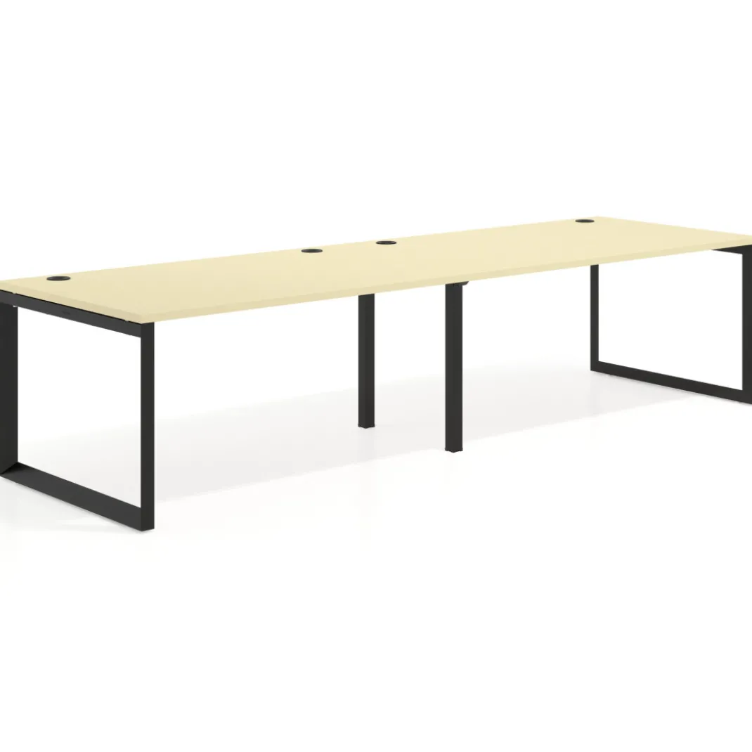 Mesa de despacho progresiva Delta doble, fondo 100cm, estructura negra