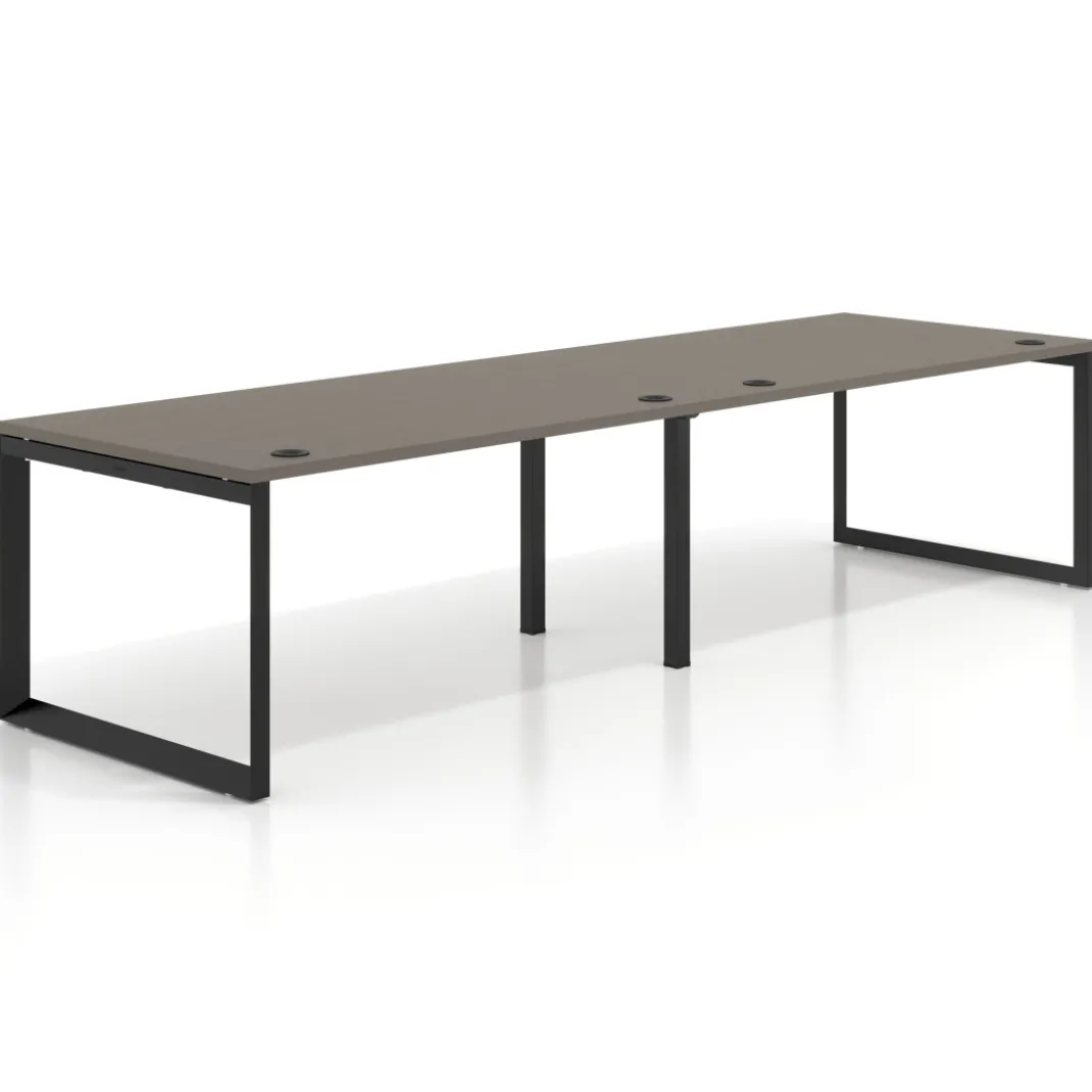 Mesa de despacho progresiva Delta doble, fondo 100cm, estructura negra