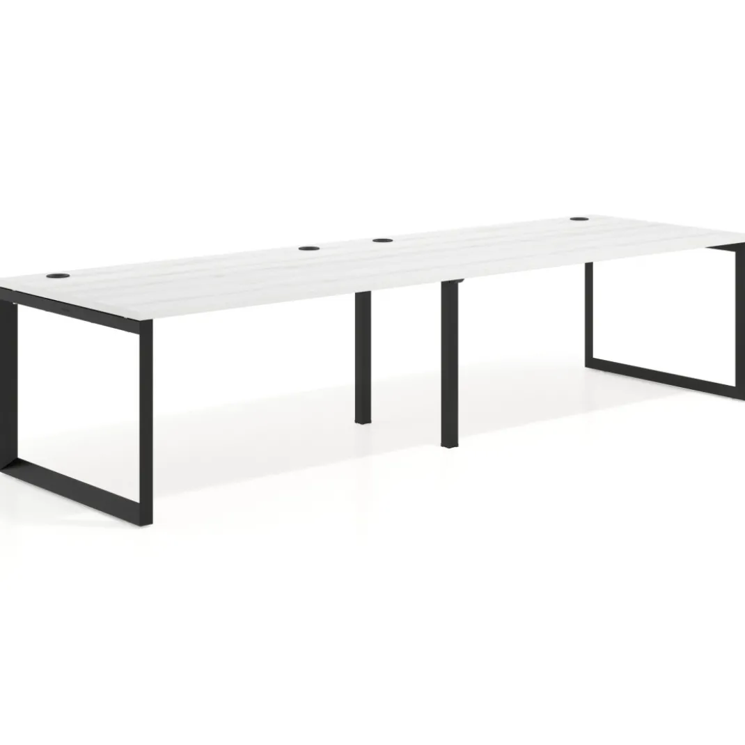 Mesa de despacho progresiva Delta doble, fondo 100cm, estructura negra