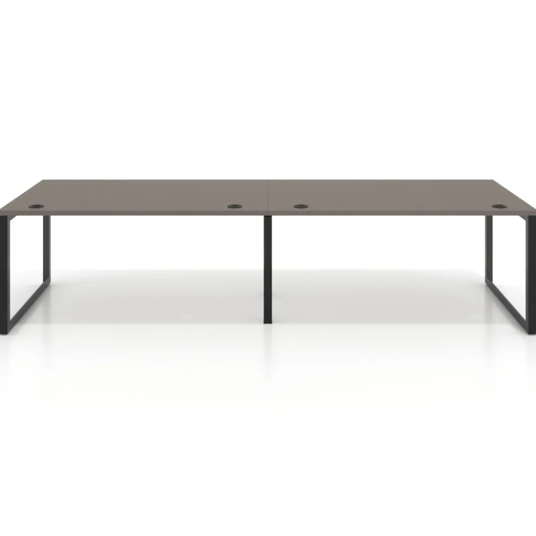 Mesa de despacho progresiva Delta doble, fondo 100cm, estructura negra