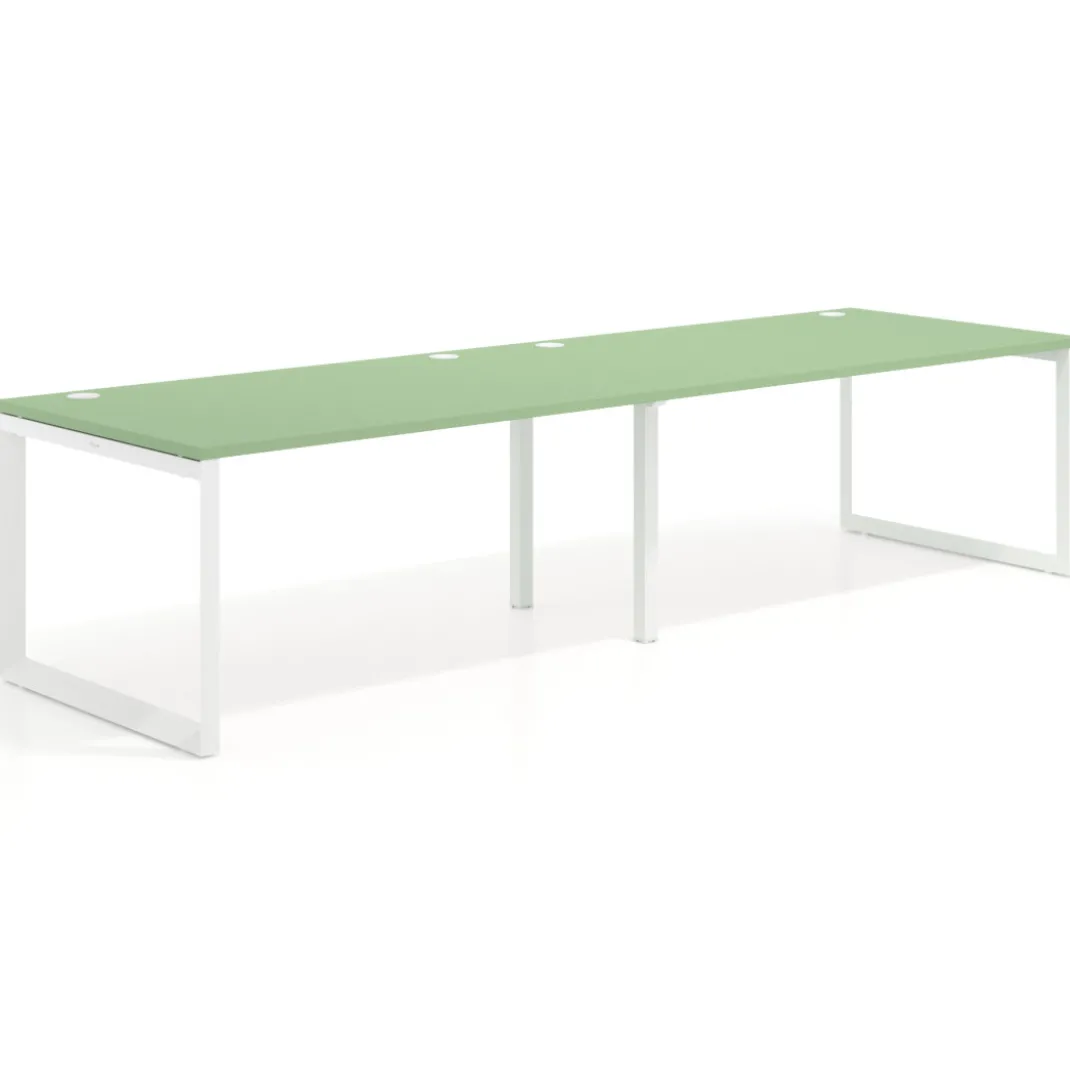 Mesa de despacho progresiva Delta doble, fondo 100cm, estructura blanca