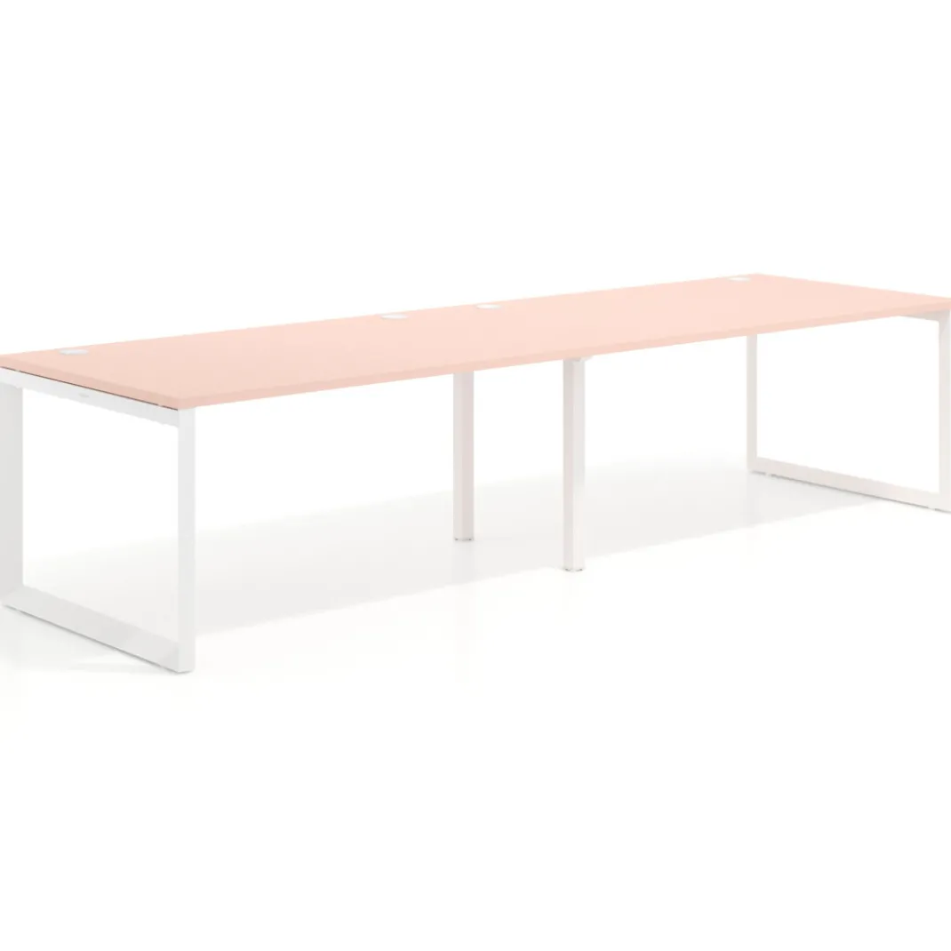 Mesa de despacho progresiva Delta doble, fondo 100cm, estructura blanca