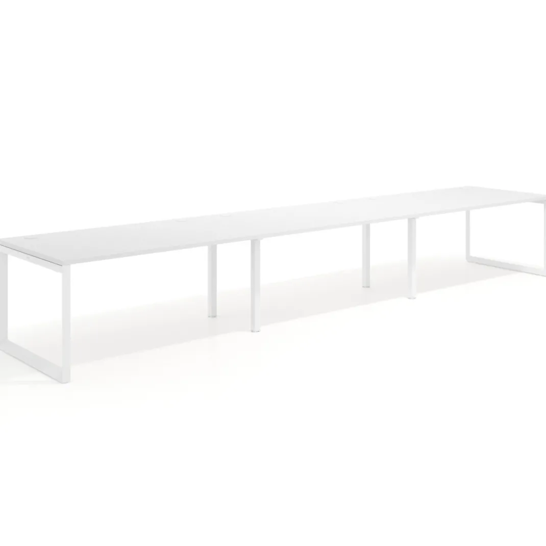 Mesa de despacho progresiva Delta triple, fondo 100cm, estructura blanca