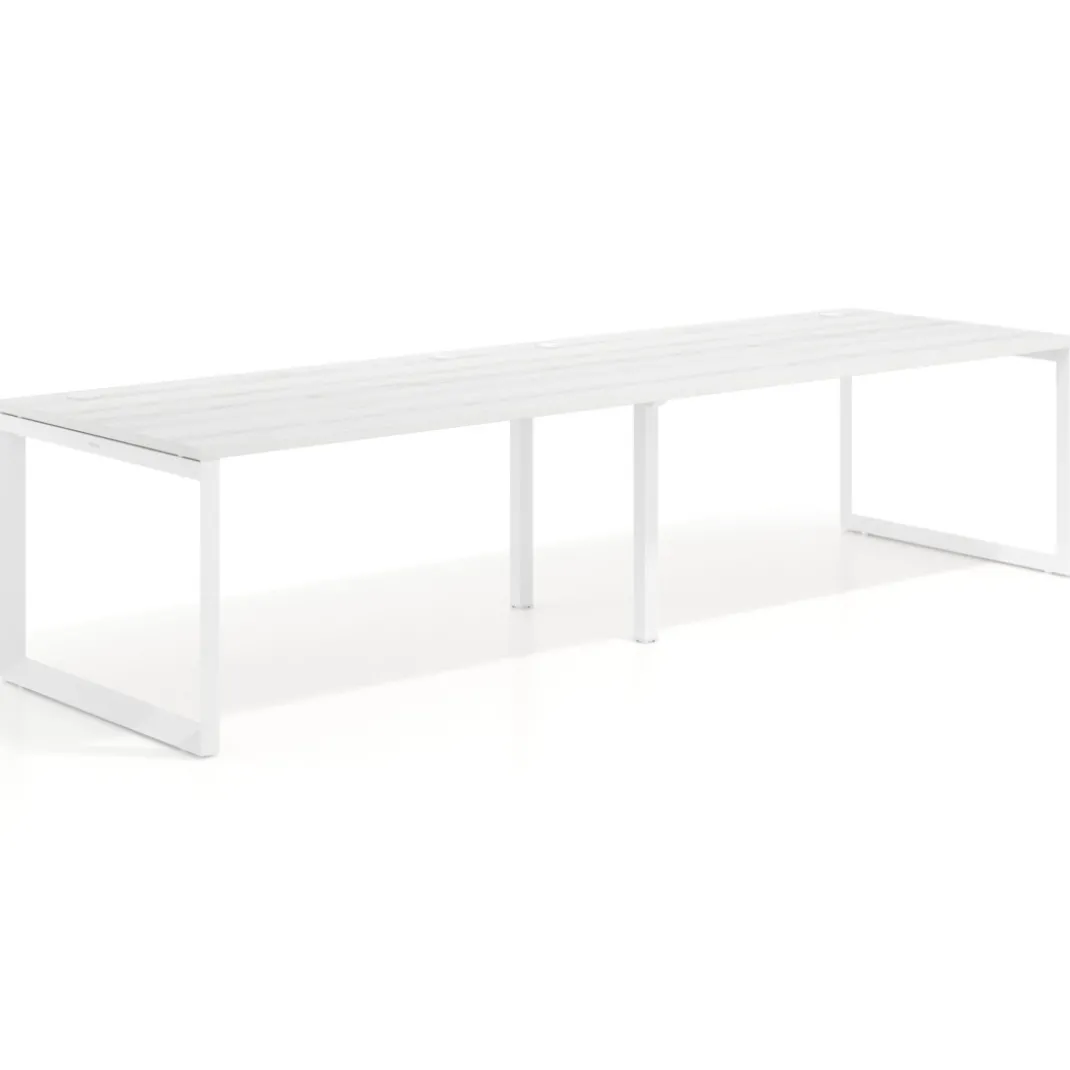 Mesa de despacho progresiva Delta doble, fondo 100cm, estructura blanca