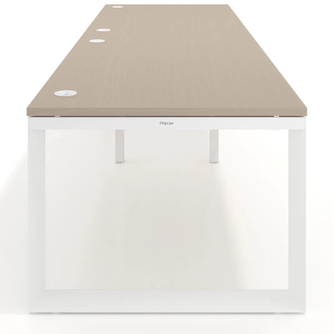 Mesa de despacho progresiva Delta doble, fondo 100cm, estructura blanca