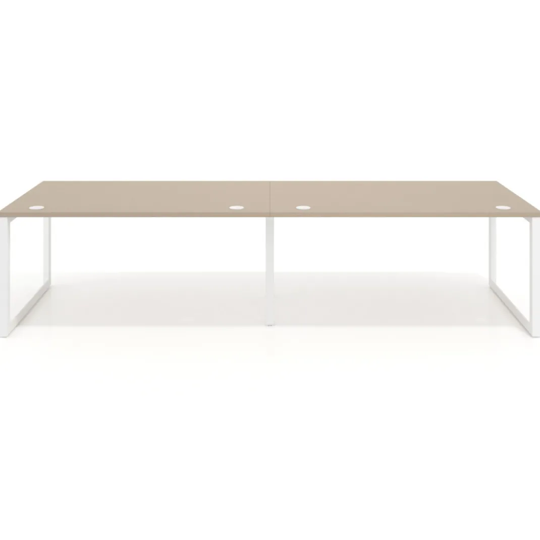Mesa de despacho progresiva Delta doble, fondo 100cm, estructura blanca