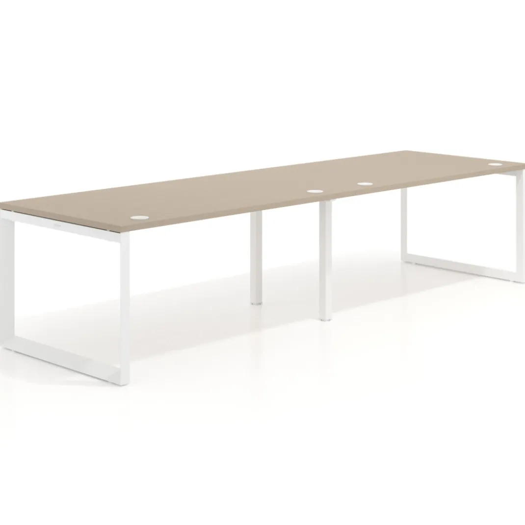 Mesa de despacho progresiva Delta doble, fondo 100cm, estructura blanca