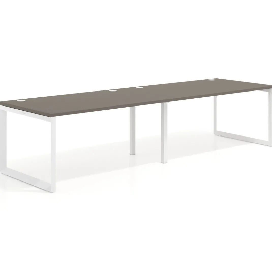 Mesa de despacho progresiva Delta doble, fondo 100cm, estructura blanca