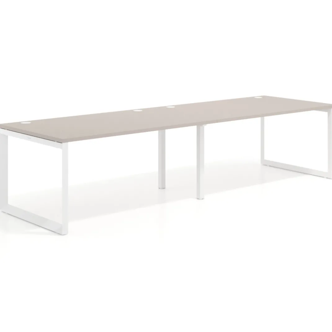 Mesa de despacho progresiva Delta doble, fondo 100cm, estructura blanca