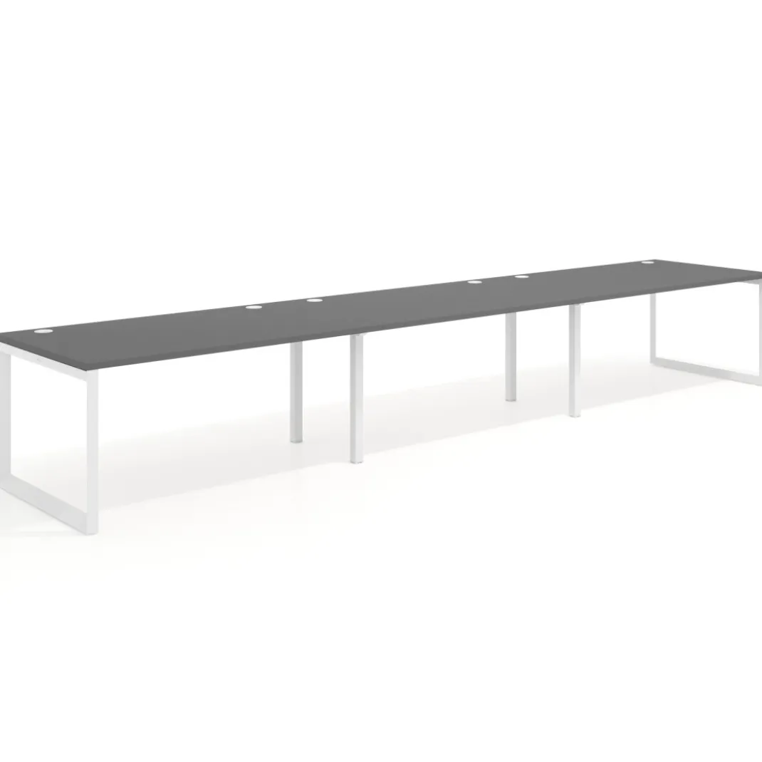 Mesa de despacho progresiva Delta triple, fondo 100cm, estructura blanca