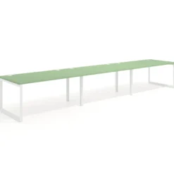 Mesa de despacho progresiva Delta triple, fondo 100cm, estructura blanca