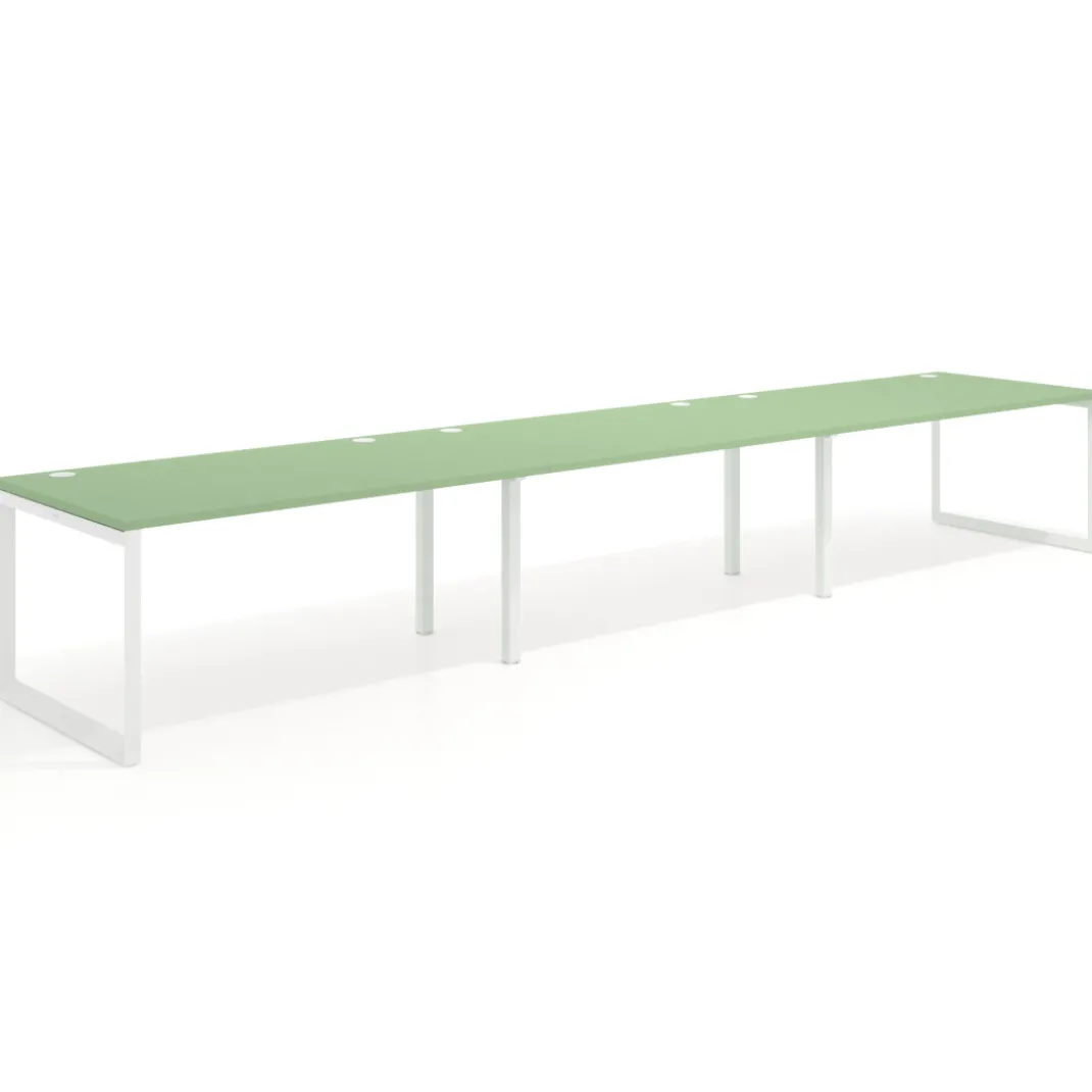 Mesa de despacho progresiva Delta triple, fondo 100cm, estructura blanca