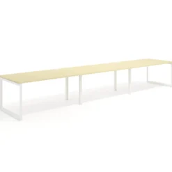 Mesa de despacho progresiva Delta triple, fondo 100cm, estructura blanca