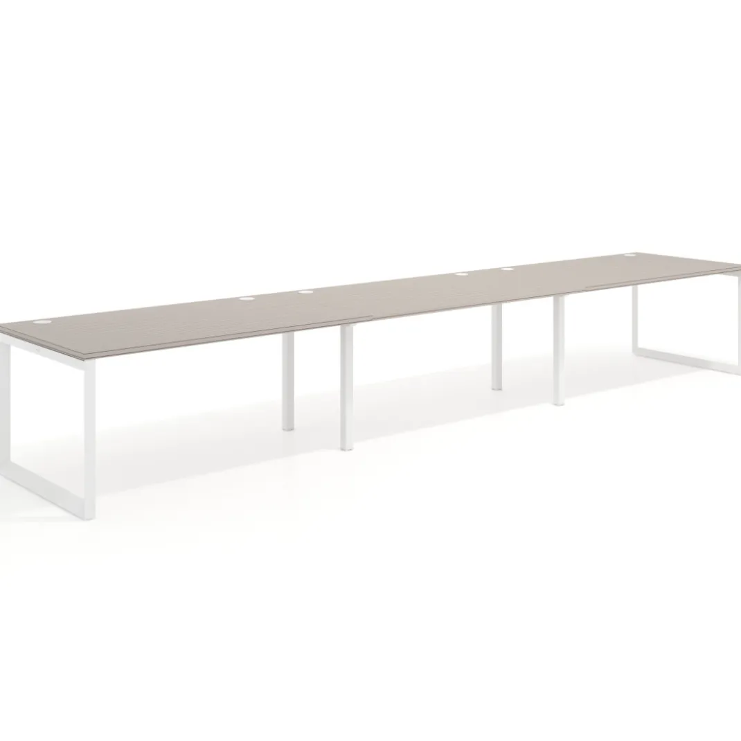 Mesa de despacho progresiva Delta triple, fondo 100cm, estructura blanca