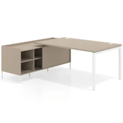 Mesa de dirección con pedestal estantes Kube fondo 100cm estructura blanca