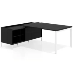 Mesa de dirección con pedestal estantes Kube fondo 100cm estructura blanca