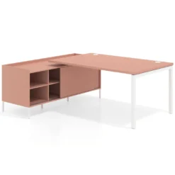 Mesa de dirección con pedestal estantes Kube fondo 100cm estructura blanca