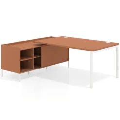 Mesa de dirección con pedestal estantes Kube fondo 100cm estructura blanca