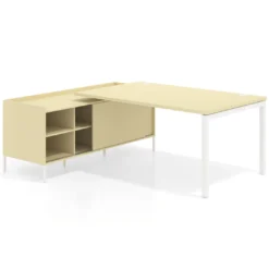 Mesa de dirección con pedestal estantes Kube fondo 100cm estructura blanca