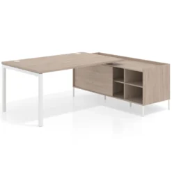 Mesa de dirección con pedestal estantes Kube fondo 100cm estructura blanca