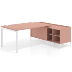 Mesa de dirección con pedestal estantes Kube fondo 100cm estructura blanca