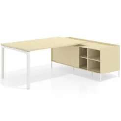 Mesa de dirección con pedestal estantes Kube fondo 100cm estructura blanca