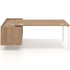 Mesa de dirección con pedestal estantes Kube fondo 100cm estructura blanca