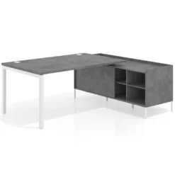 Mesa de dirección con pedestal estantes Kube fondo 100cm estructura blanca