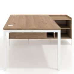 Mesa de dirección con pedestal estantes Kube fondo 100cm estructura blanca