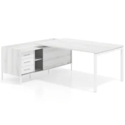 Mesa de dirección con pedestal cajonera Kube fondo 100cm estructura blanca