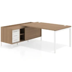 Mesa de dirección con pedestal cajonera Kube fondo 100cm estructura blanca