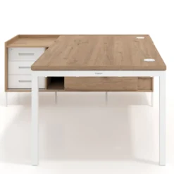 Mesa de dirección con pedestal cajonera Kube fondo 100cm estructura blanca