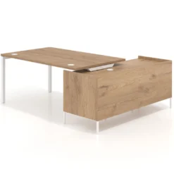 Mesa de dirección con pedestal cajonera Kube fondo 100cm estructura blanca