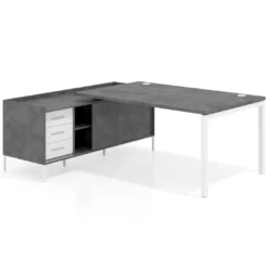 Mesa de dirección con pedestal cajonera Kube fondo 100cm estructura blanca