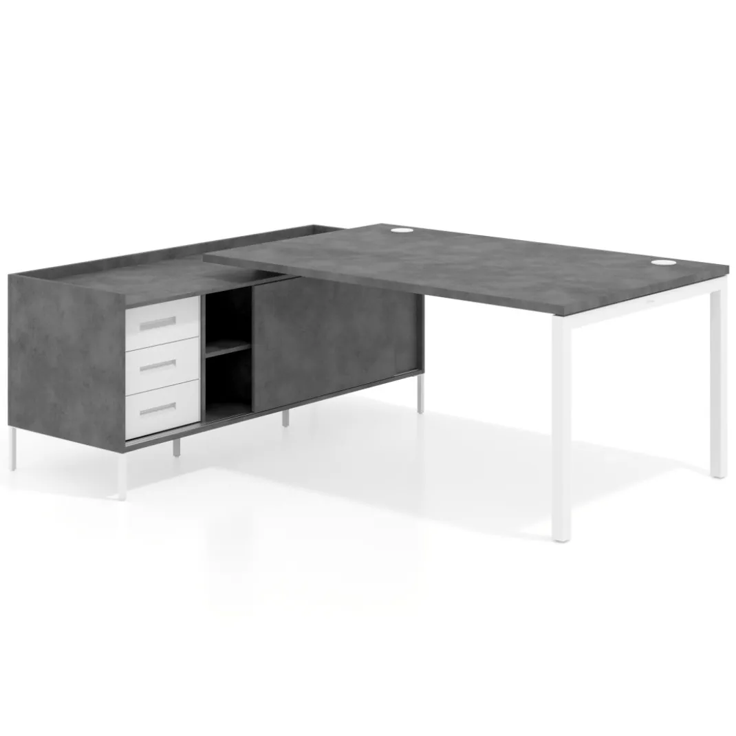 Mesa de dirección con pedestal cajonera Kube fondo 100cm estructura blanca