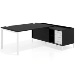 Mesa de dirección con pedestal cajonera Kube fondo 100cm estructura blanca