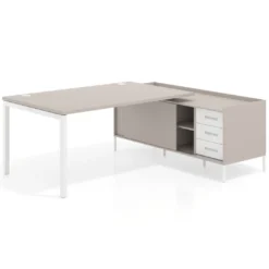 Mesa de dirección con pedestal cajonera Kube fondo 100cm estructura blanca