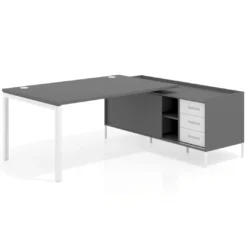 Mesa de dirección con pedestal cajonera Kube fondo 100cm estructura blanca