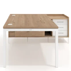 Mesa de dirección con pedestal cajonera Kube fondo 100cm estructura blanca