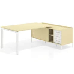 Mesa de dirección con pedestal cajonera Kube fondo 100cm estructura blanca