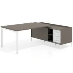 Mesa de dirección con pedestal cajonera Kube fondo 100cm estructura blanca