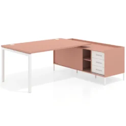 Mesa de dirección con pedestal cajonera Kube fondo 100cm estructura blanca