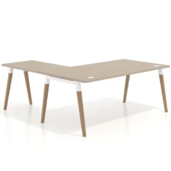 Mesa de dirección en L Arki fondo 100cm, patas de madera