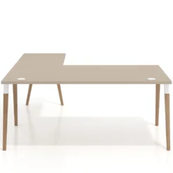 Mesa de dirección en L Arki fondo 100cm, patas de madera