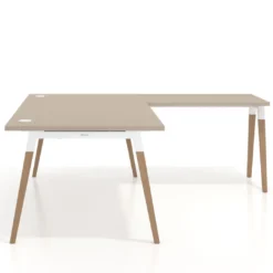 Mesa de dirección en L Arki fondo 100cm, patas de madera