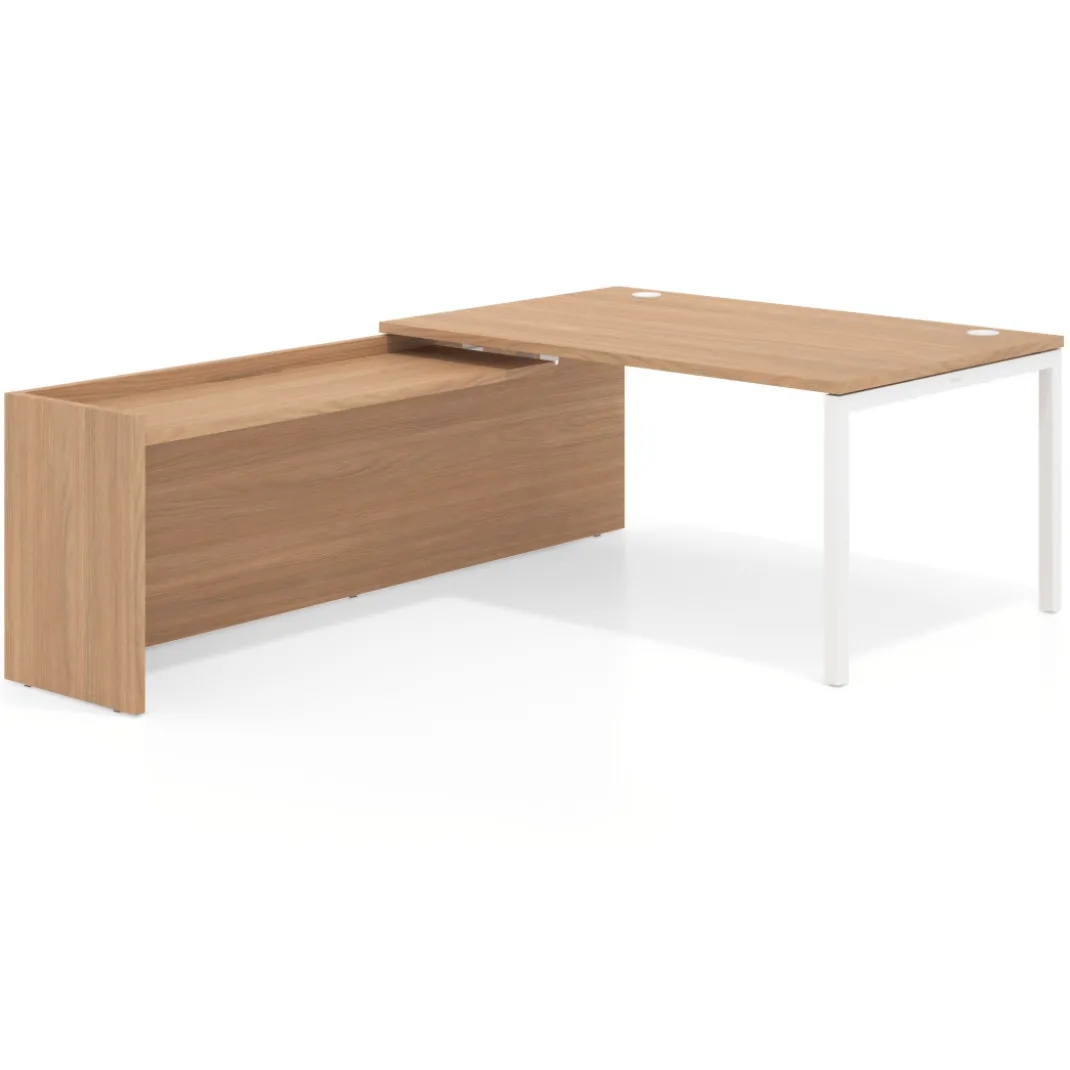 Mesa de dirección en L Kube fondo 100cm con ala WorkPlus estructura blanco
