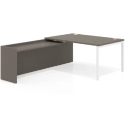Mesa de dirección en L Kube fondo 100cm con ala WorkPlus estructura blanco