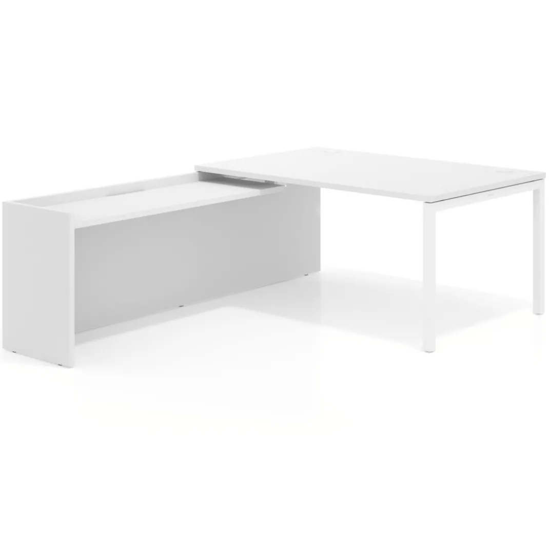 Mesa de dirección en L Kube fondo 100cm con ala WorkPlus estructura blanco